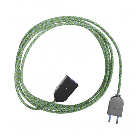 Prolunga elettrica con cavo tessile tondo Pixel verde PX05