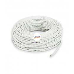 Twisted electric cable wrapped in white cotton