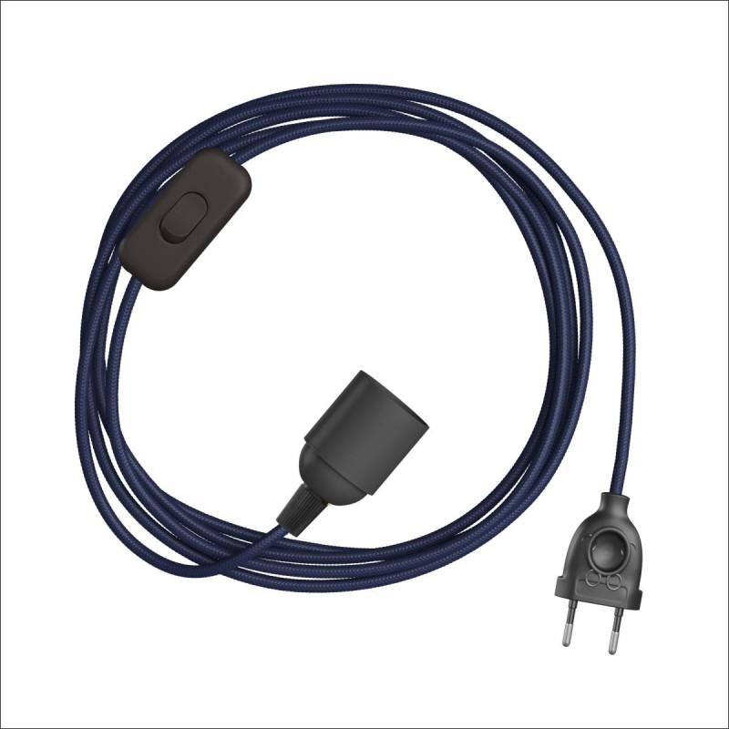 POWER CORD WITH PLUG, SWITCH AND E27 LAMPHOLDER WITH TEXTILE CABLE ABYSS LM19