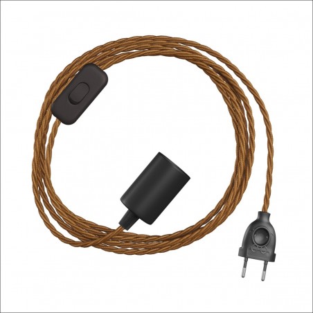 POWER CORD WITH PLUG, SWITCH AND E27 LAMPHOLDER WITH TEXTILE CABLE WHISKEY TR140
