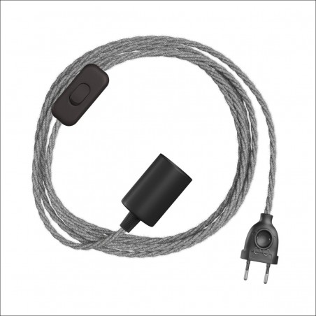 Câblage avec douille E27 en métal et câble textile prêt à l'emploi