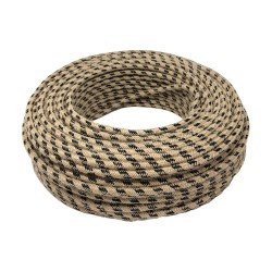 Round electric cable wrapped in jute and black cotton