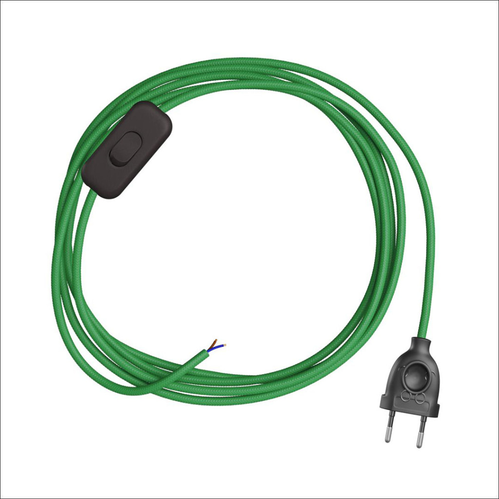 Cableado abat-jour con cable textil redondo verde LM00