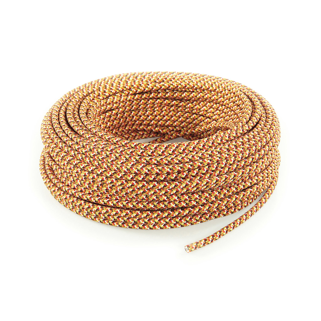 Cable eléctrico redondo revestido en tejido Pixel de color Naranja