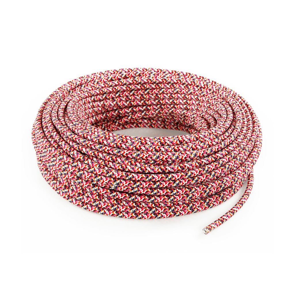 Cable eléctrico redondo recubierto de tela Pixel Fucsia PX02