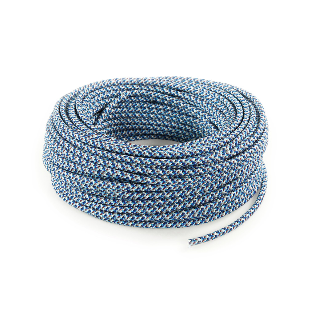 Câble électrique rond revêtu de tissu Pixel de couleur Turquoise PX04