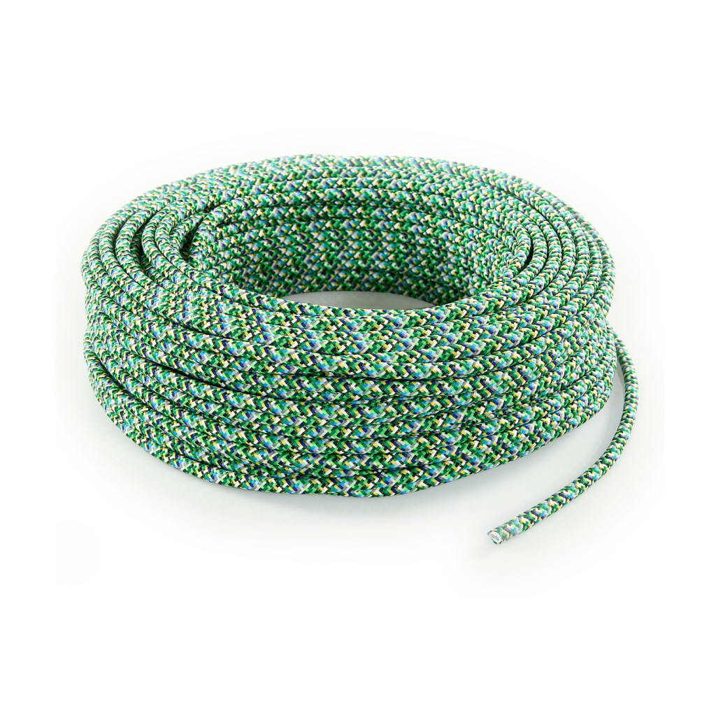 Cable eléctrico redondo revestido en tejido Pixel de color Verde