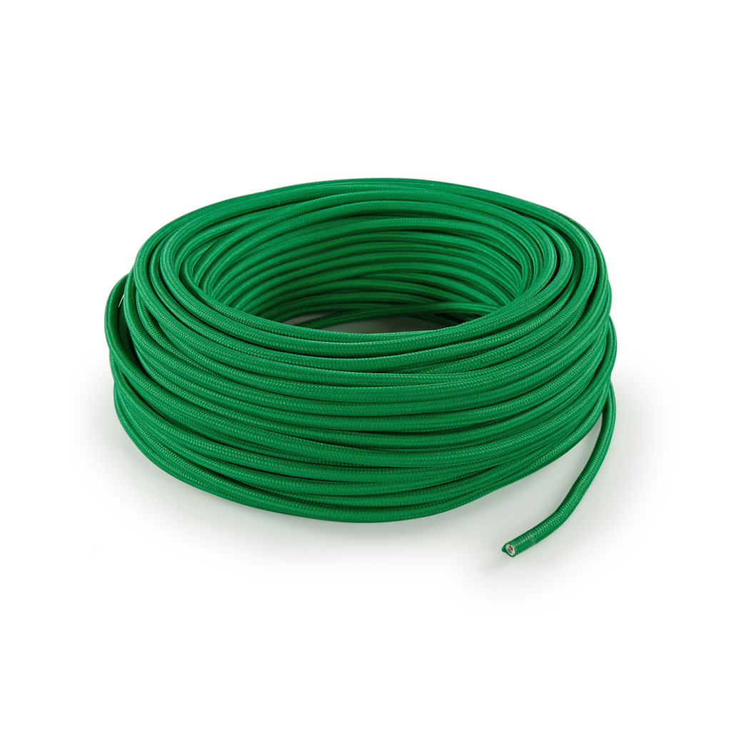 Câble électrique rond revêtu de tissu coloré Vert LM00