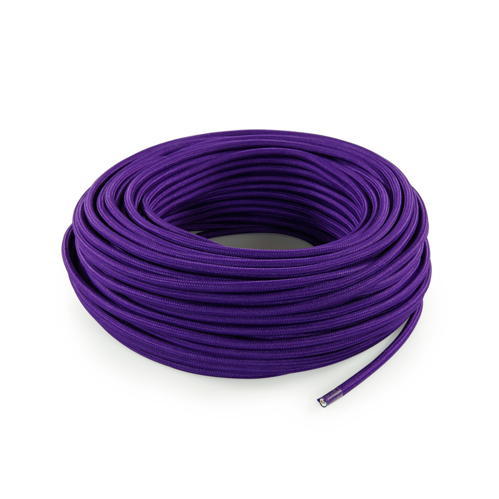 Câble électrique rond revêtu de tissu coloré Violet LM11