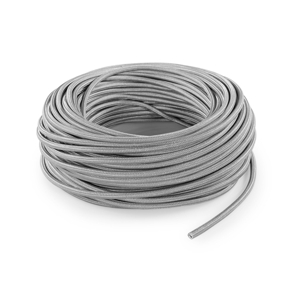 Cavo elettrico rotondo rivestito in tessuto Argento LM13