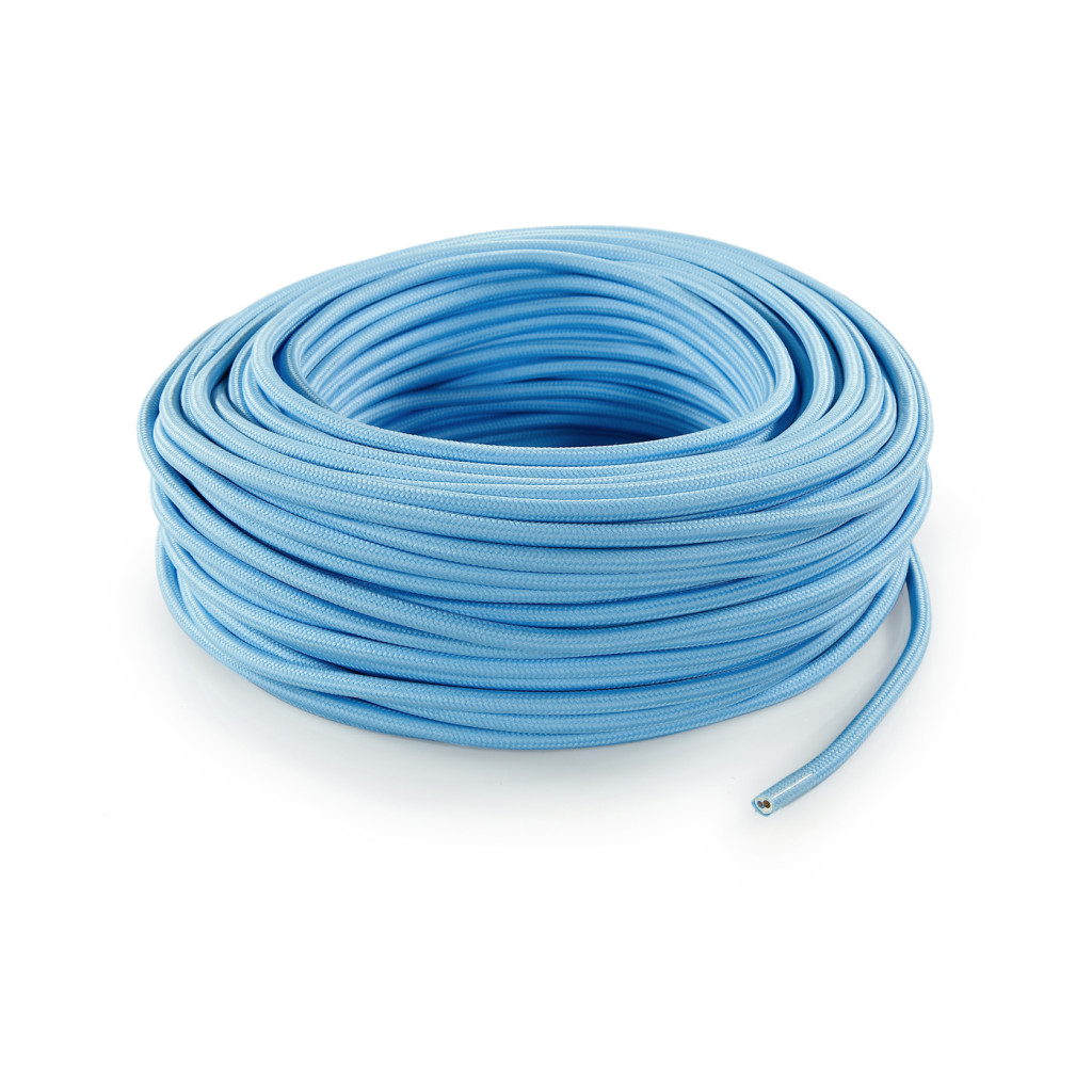 Cable eléctrico redondo recubierto de tela azul claro LM15