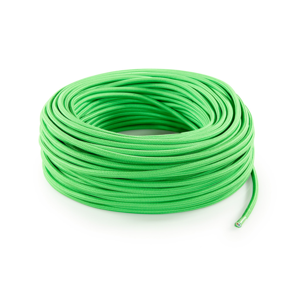 Câble électrique rond revêtu de tissu coloré Vert kiwi LM16