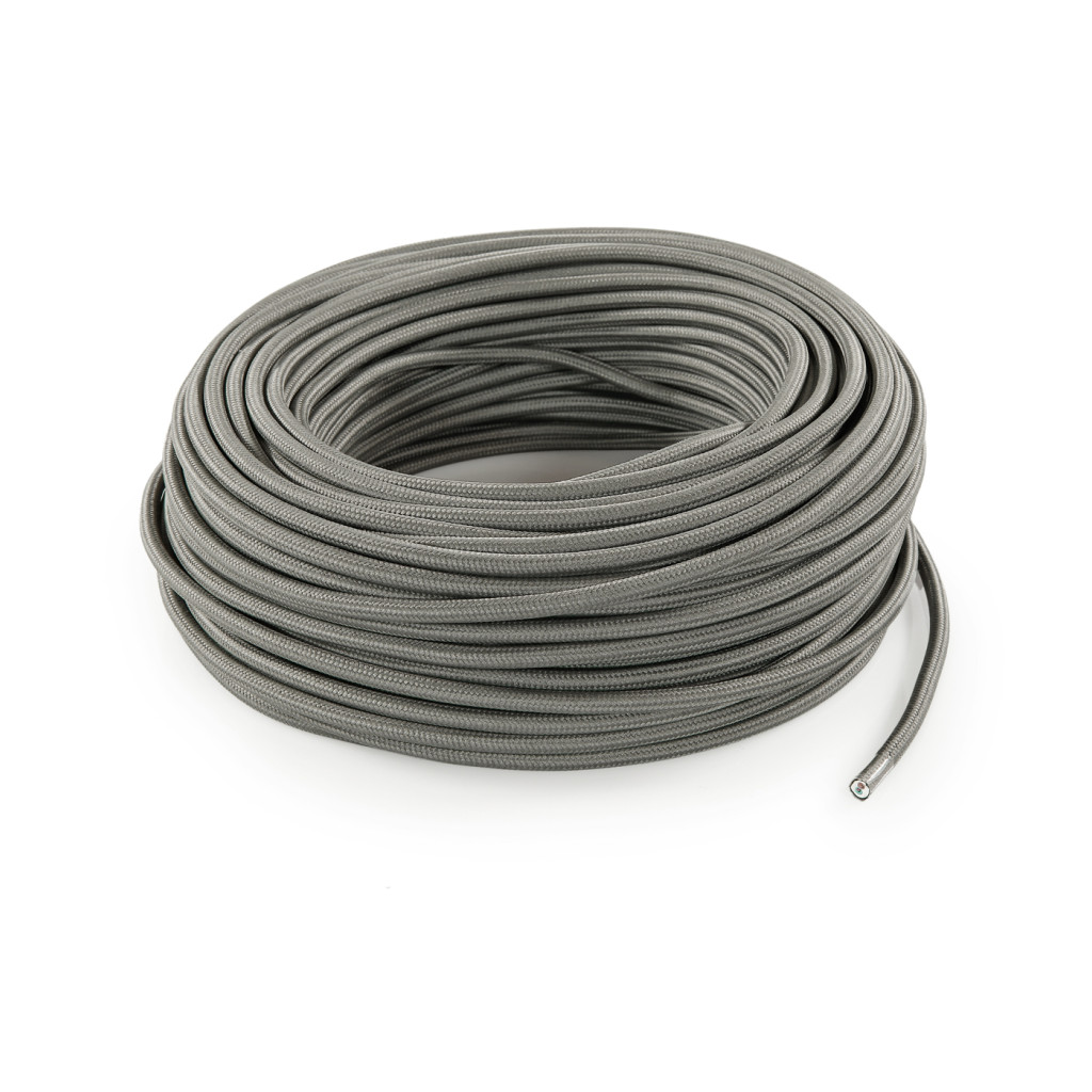 Câble électrique rond revêtu de tissu coloré Gris taupe LM18