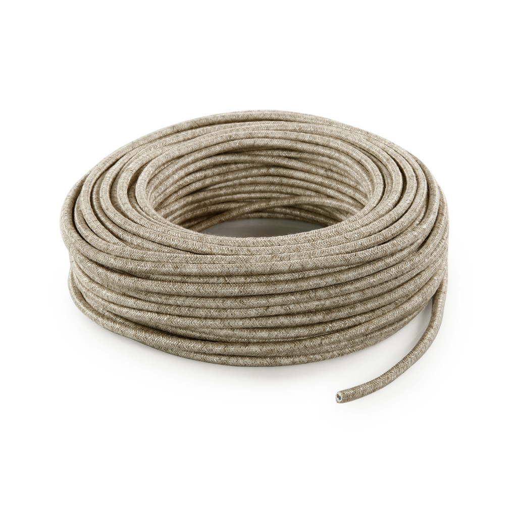 Cable eléctrico redondo recubierto de tela beige canvas LM21