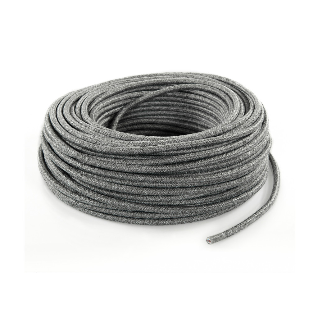 Cable eléctrico redondo recubierto de tela gris canvas LM22