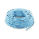 Cable eléctrico redondo recubierto de tela blanca/turquesa LM30
