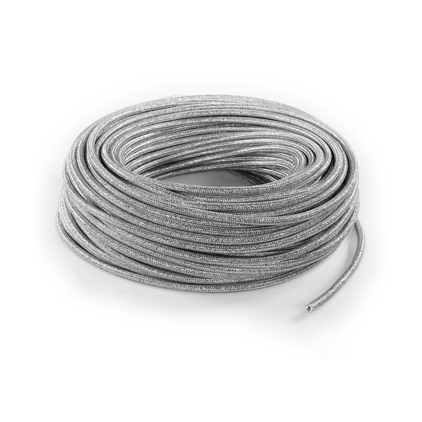 Cavo Elettrico Tondo/Rotondo Rivestito In Tessuto. Colore Nero Cotone. Sezione 2x0.75 (15 Metri - Foto 4