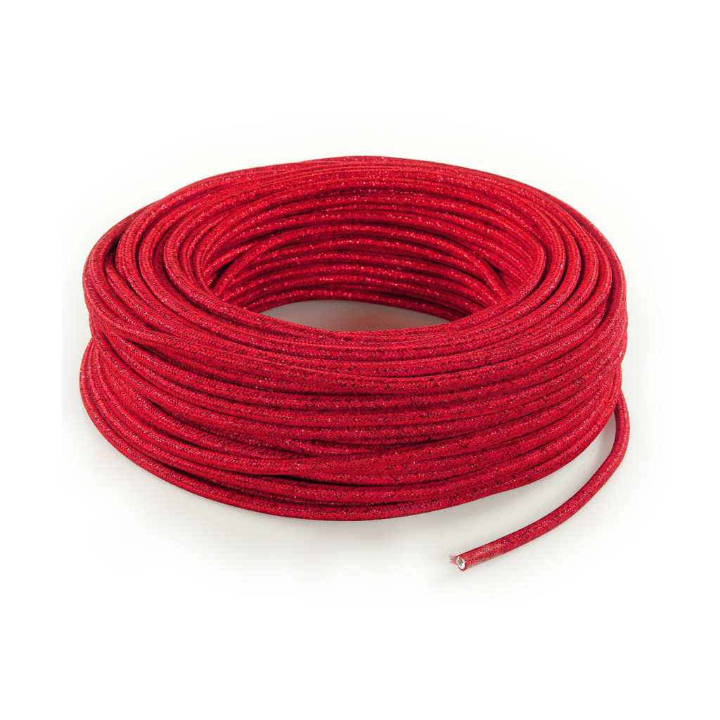 Textile round electric cable - Lamè Red LM43