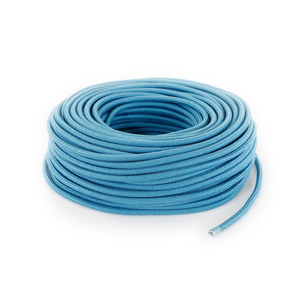 Cable eléctrico redondo recubierto de algodón color turquesa LM59