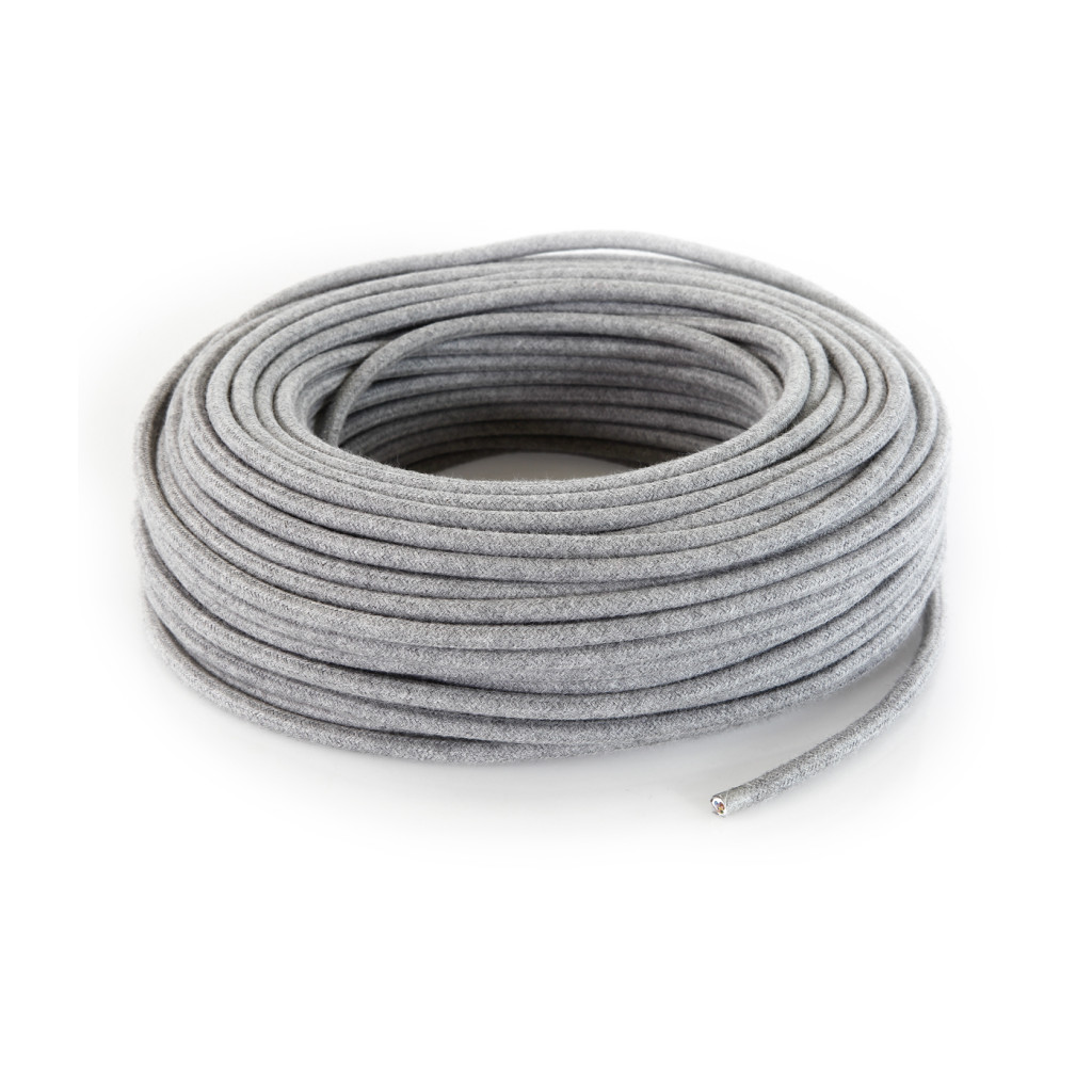 Cotton Wrapped Round Electric Cable - Grey LM60