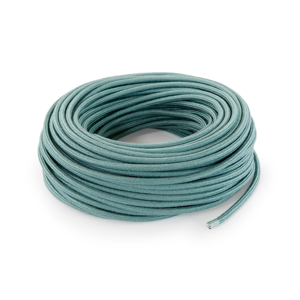 Câble électrique rond revêtu de tissu coloré Vert sauge