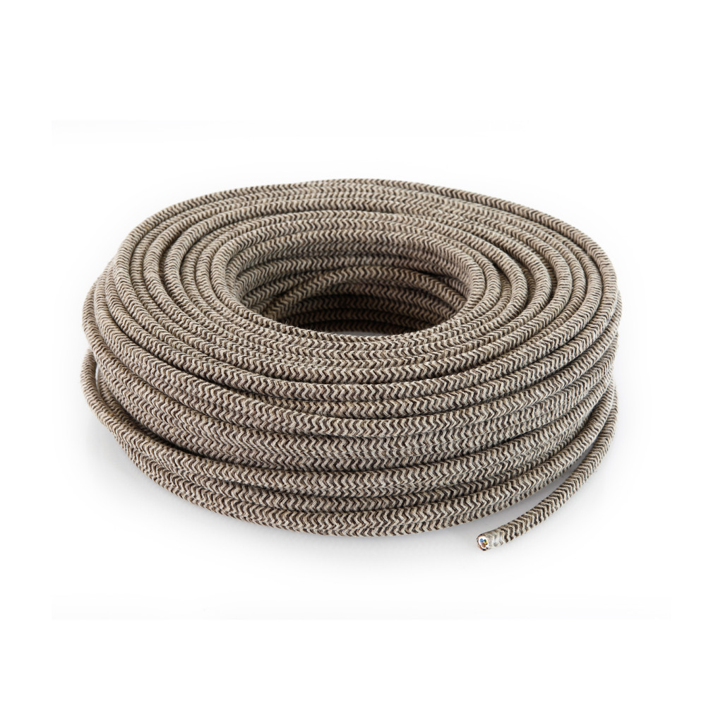 Cavo elettrico rotondo rivestito in cotone Sabbia/Canvas Marrone LM70