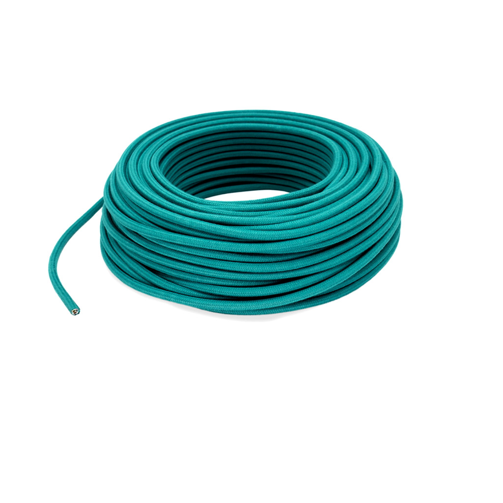 Cotton Wrapped Round Electric Cable - Green Emerald LM100