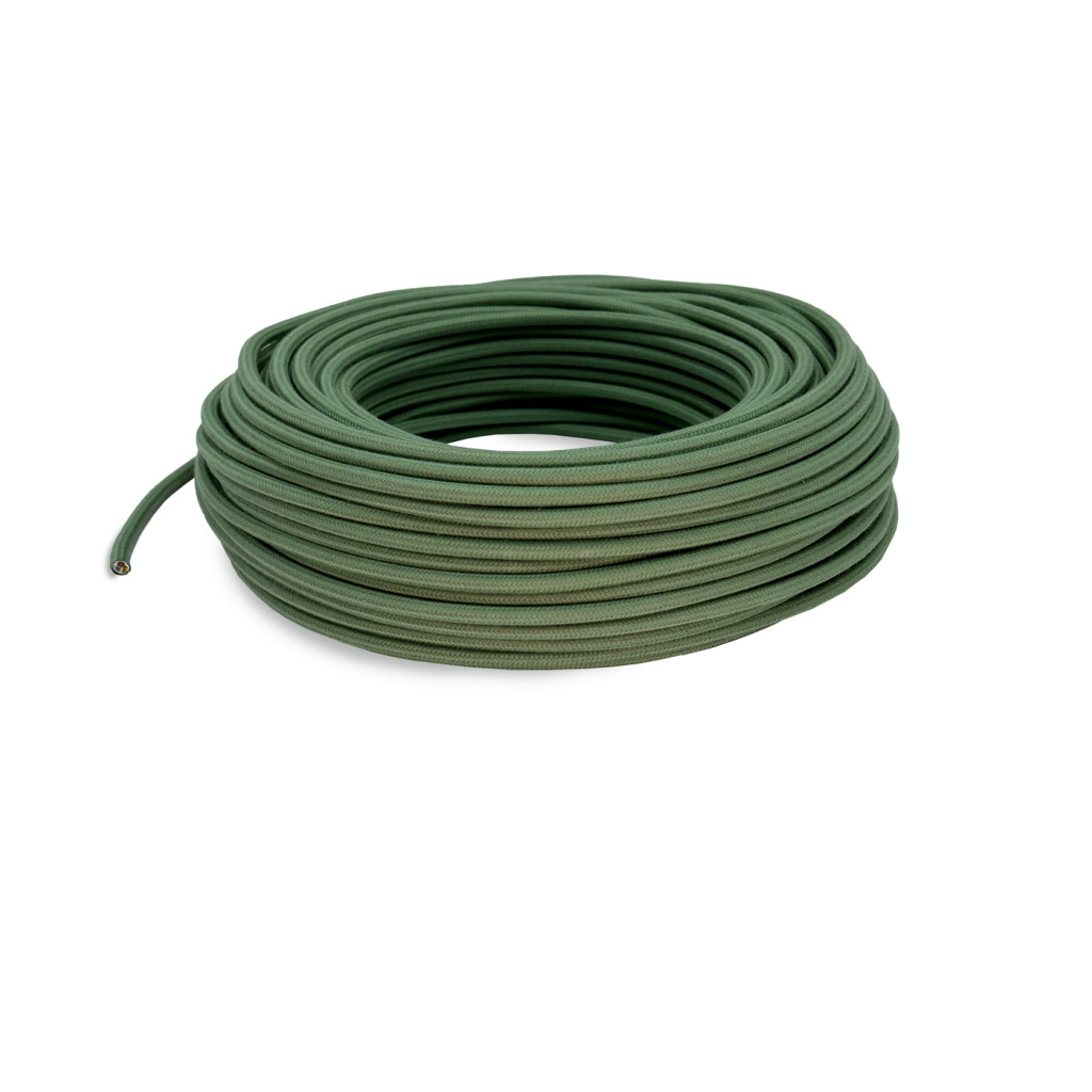Câble électrique rond revêtu de tissu de couleur Vert clair LM102