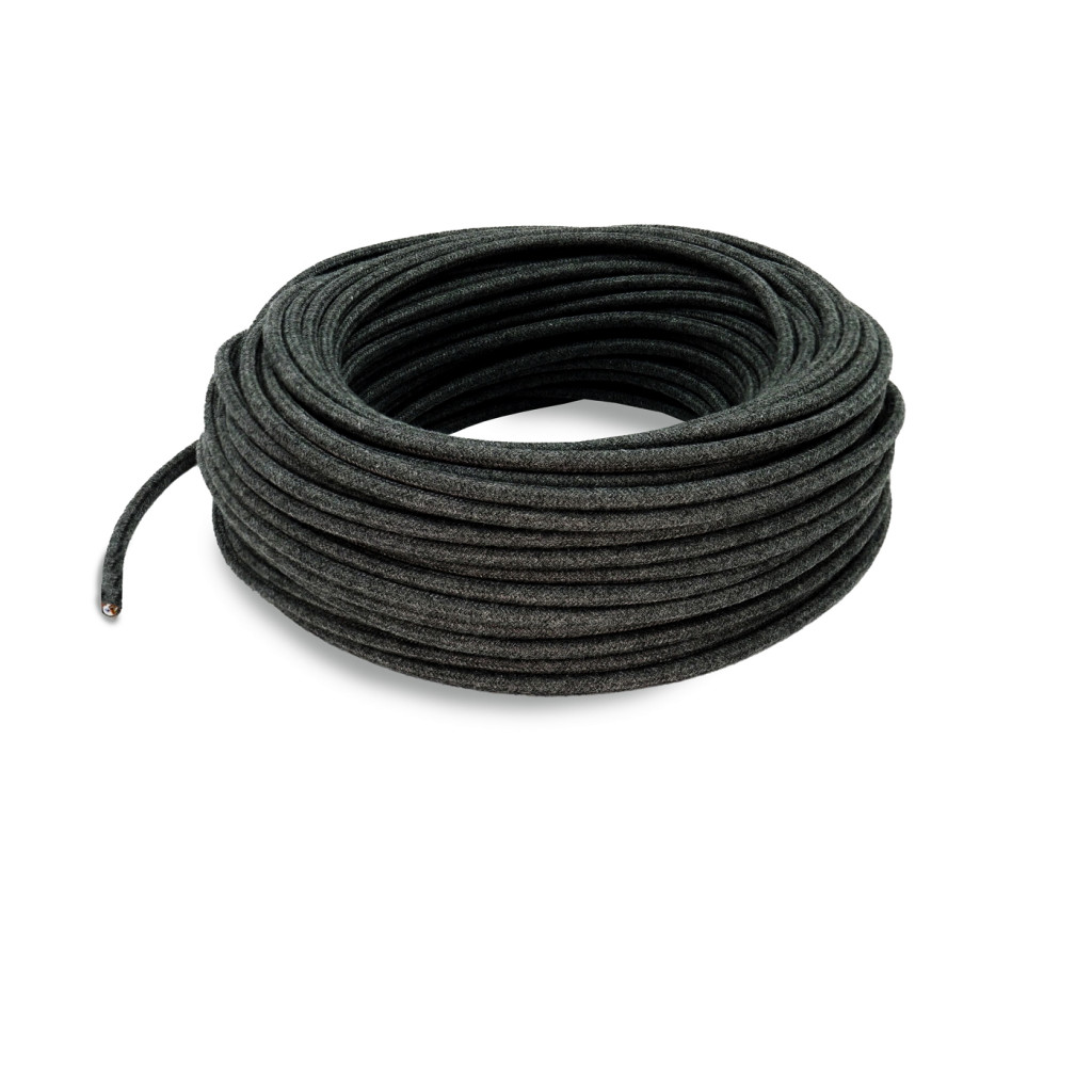 Cable eléctrico redondo recubierto de algodón Gris Carbón LM109