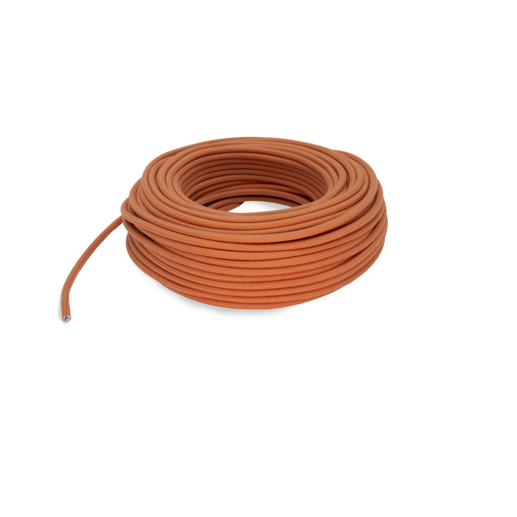 Câble électrique rond recouvert de tissu coloré Saumon LM112