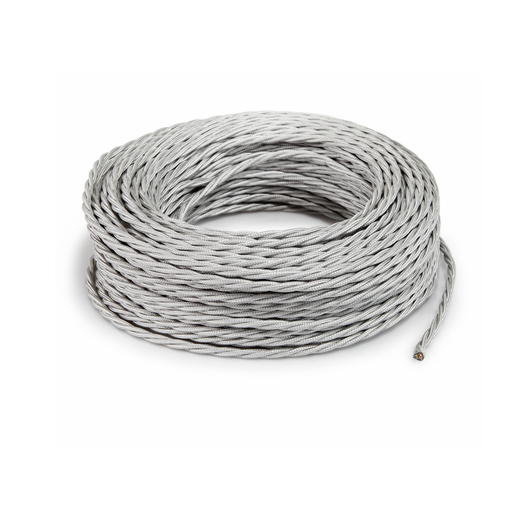 Cable eléctrico trenzado recubierto de tela Plata TR0/A