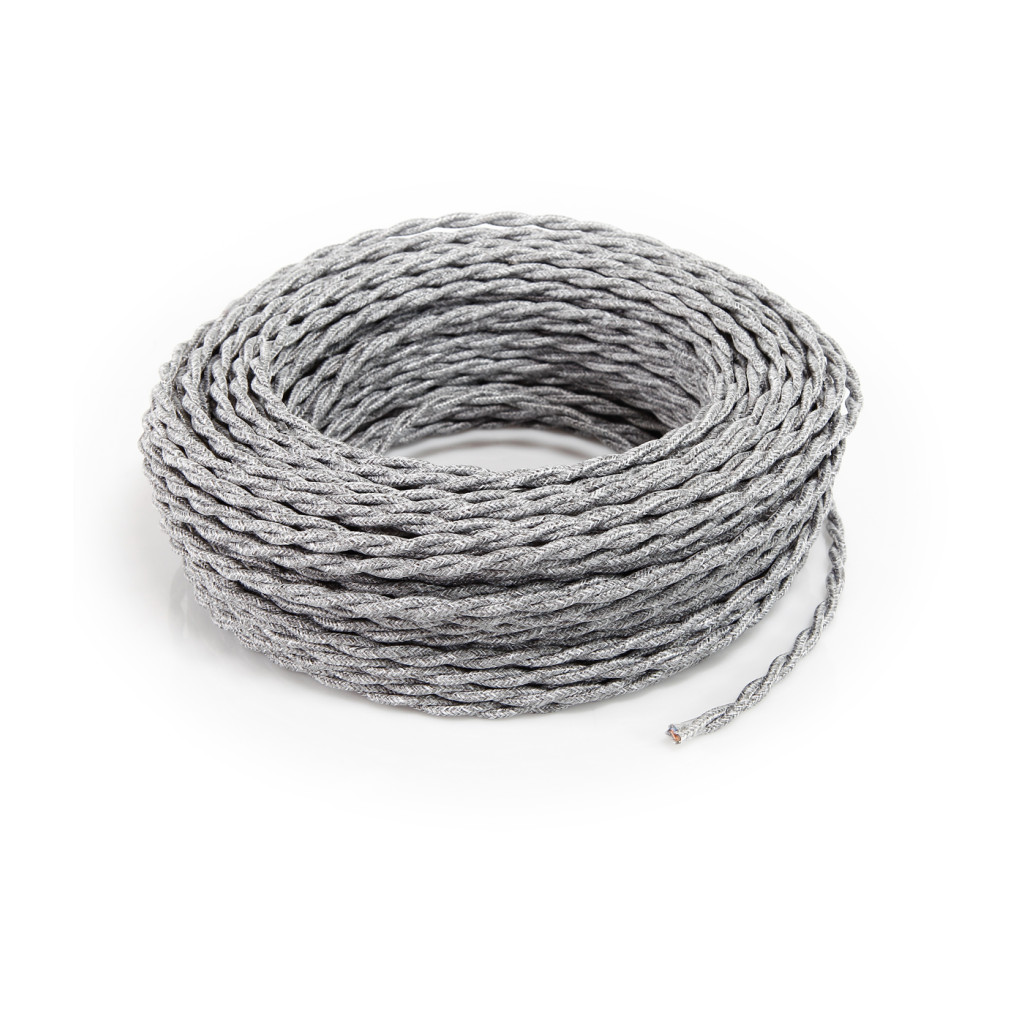 Cable eléctrico trenzado recubierto de tela Canvas Gris TR2