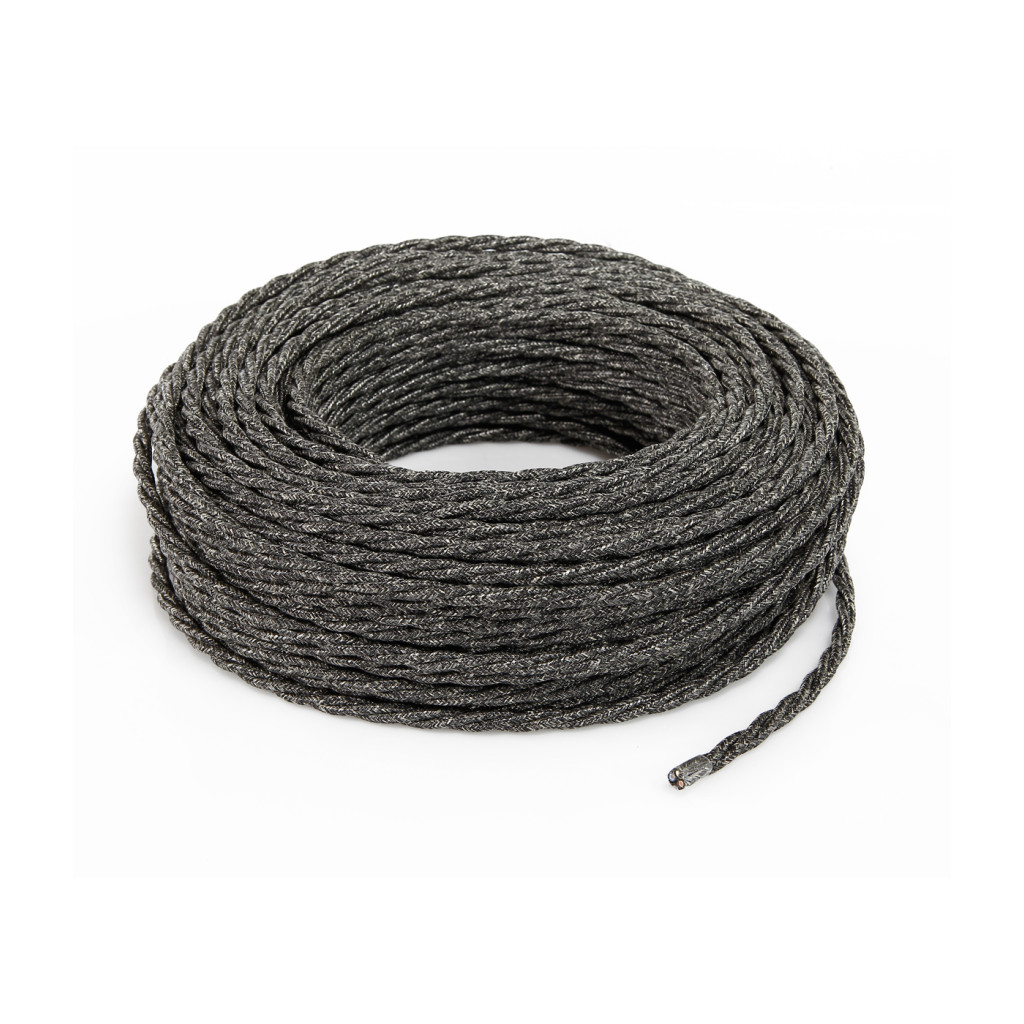 Câble électrique torsadé revêtu de tissu coloré Canvas gris foncé TR3