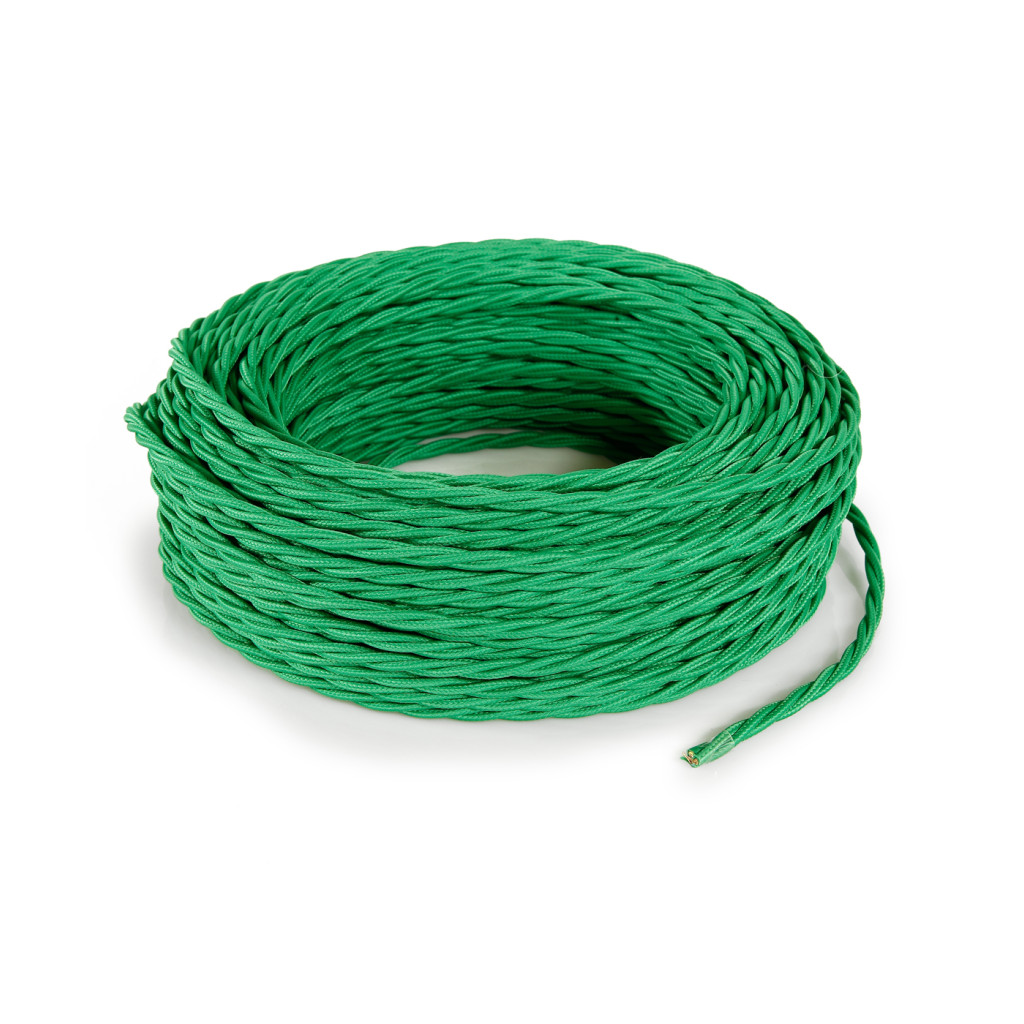 Câble électrique tressé revêtu de tissu coloré Vert TR20