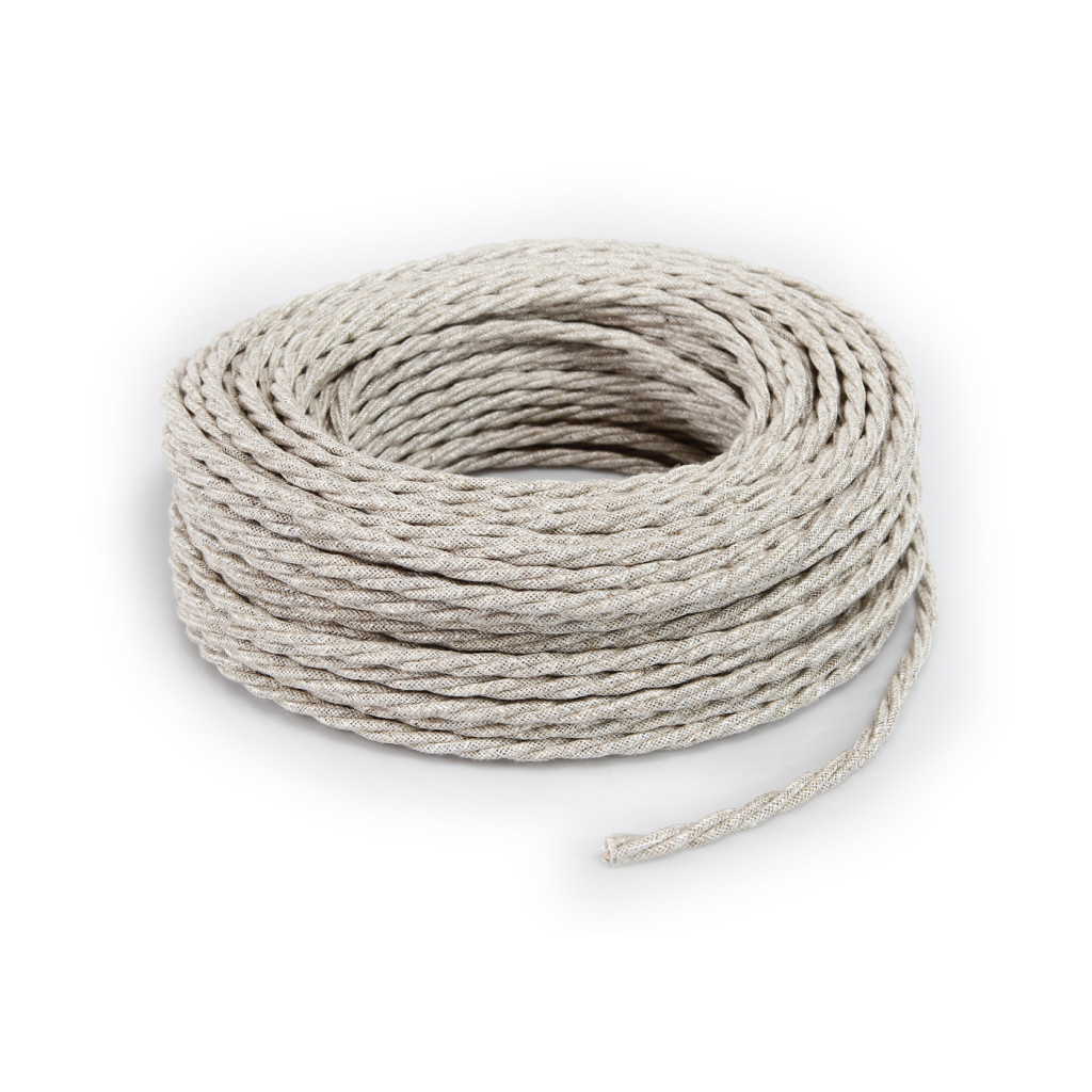Câble électrique rond recouvert de tissu pour installations apparentes Canvas Beige TR1 3x1,50