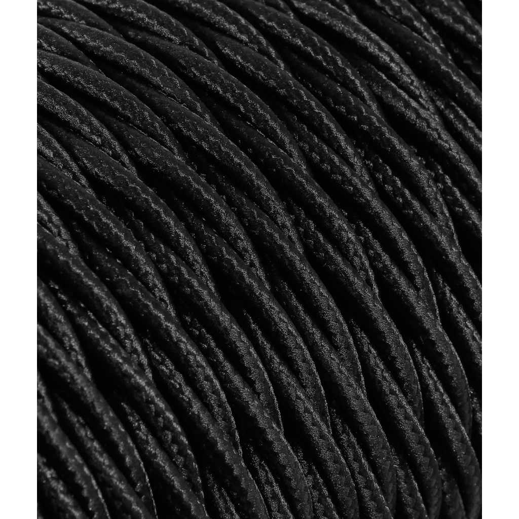 Cavo elettrico trecciato rivestito in tessuto per impianti a vista Nero TR120 3x1,50