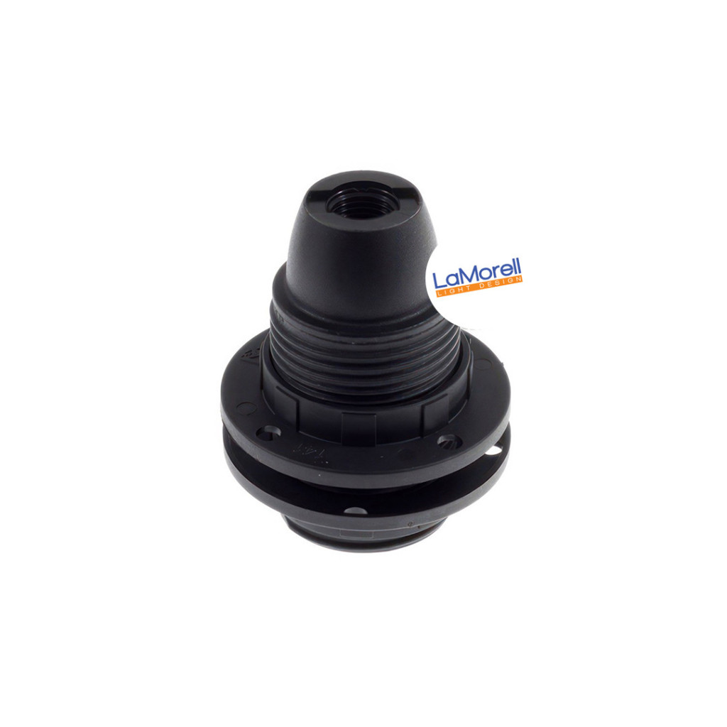 Douille en thermoplastique filetée noir E14 avec double bague