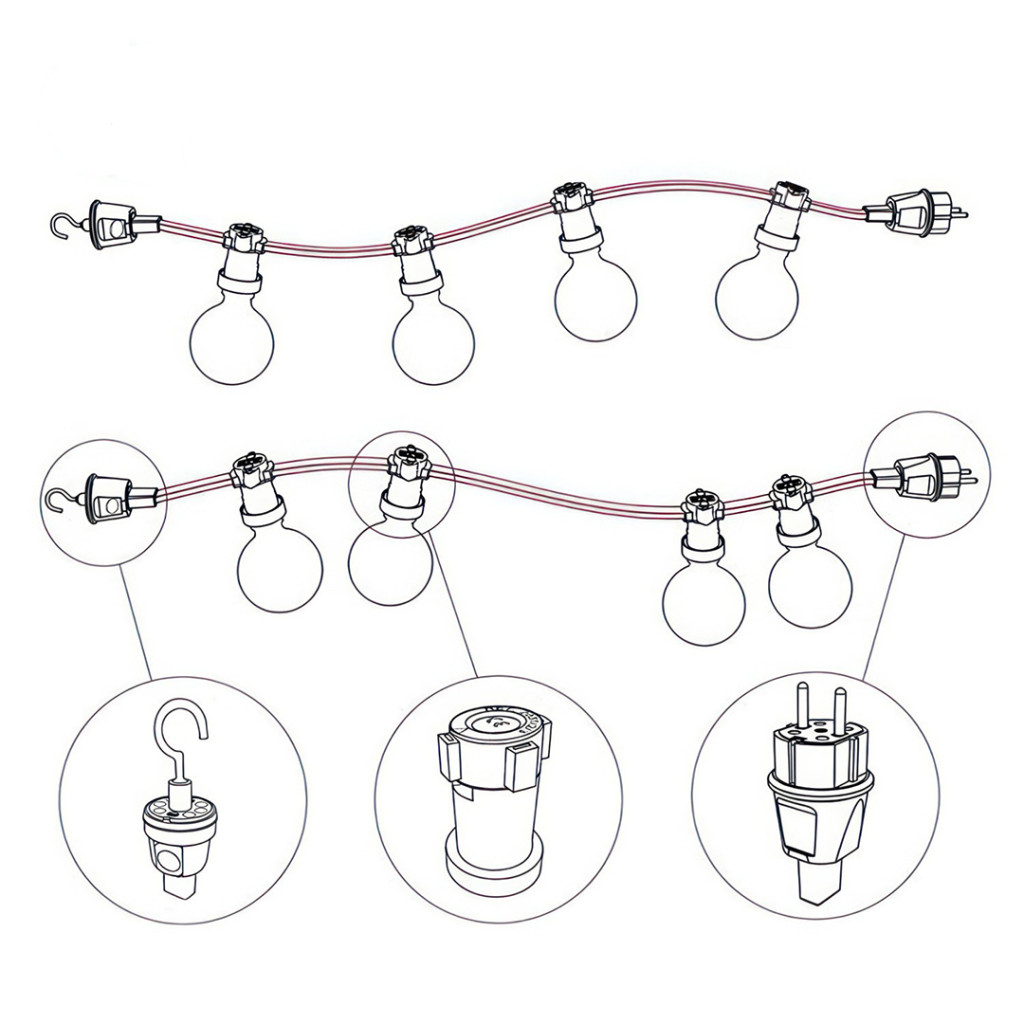 Câble électrique pour guirlandes revêtu de tissu Or