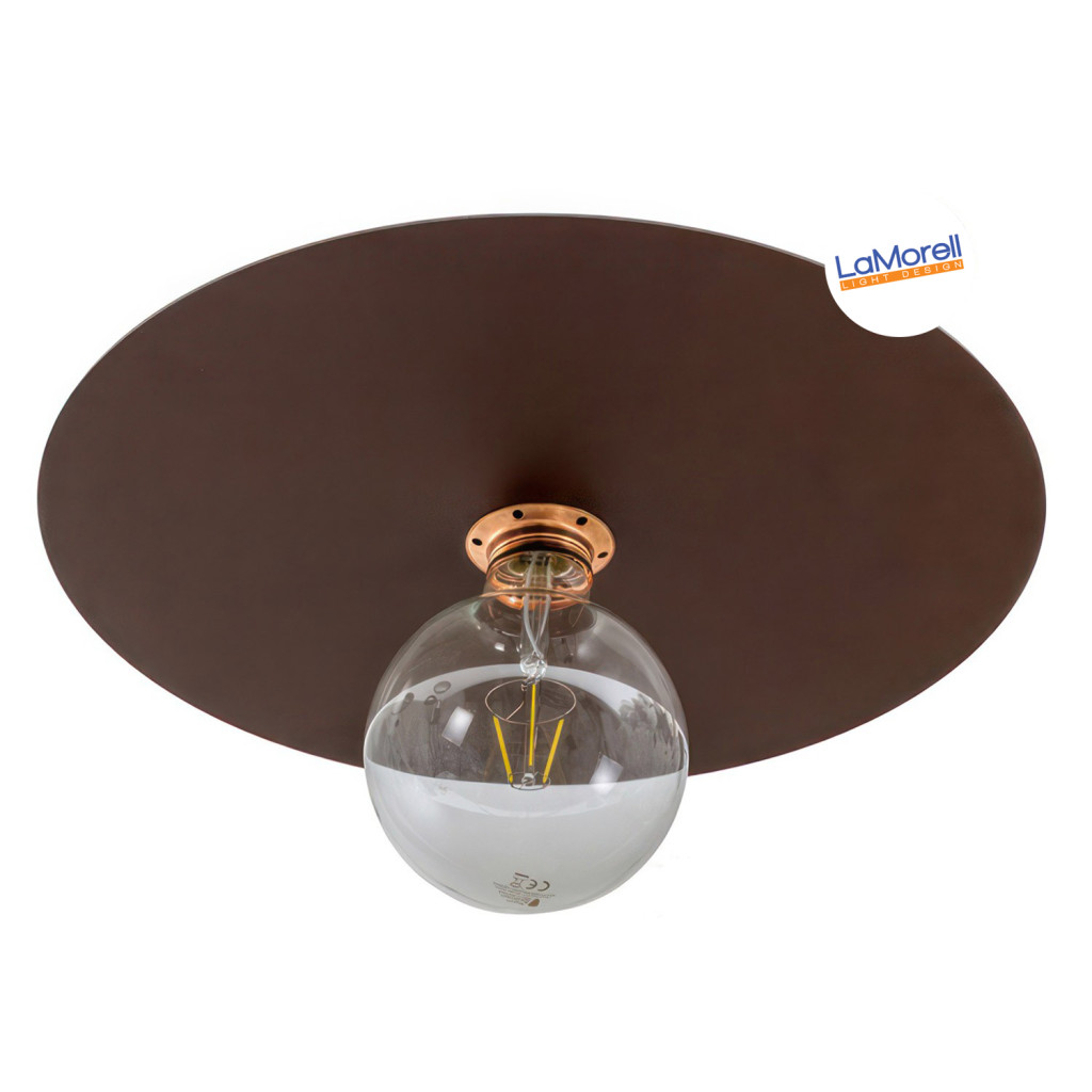 Lampadario Minimal Con Paralume Piatto Di Grandi Dimensioni - Bianco – Creative Cables - Foto 6