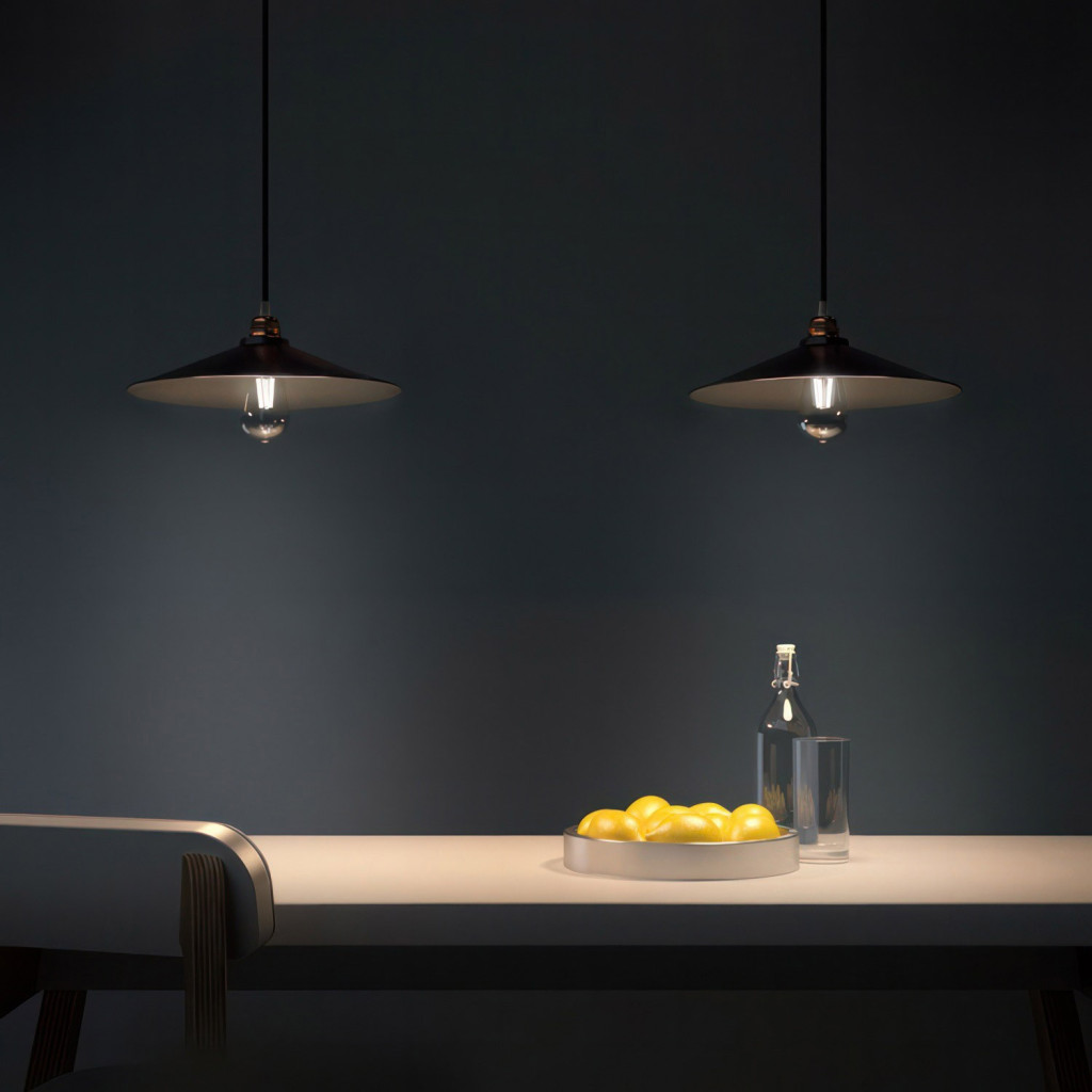 Paralume In Metallo Nero Smaltato Attacco E27