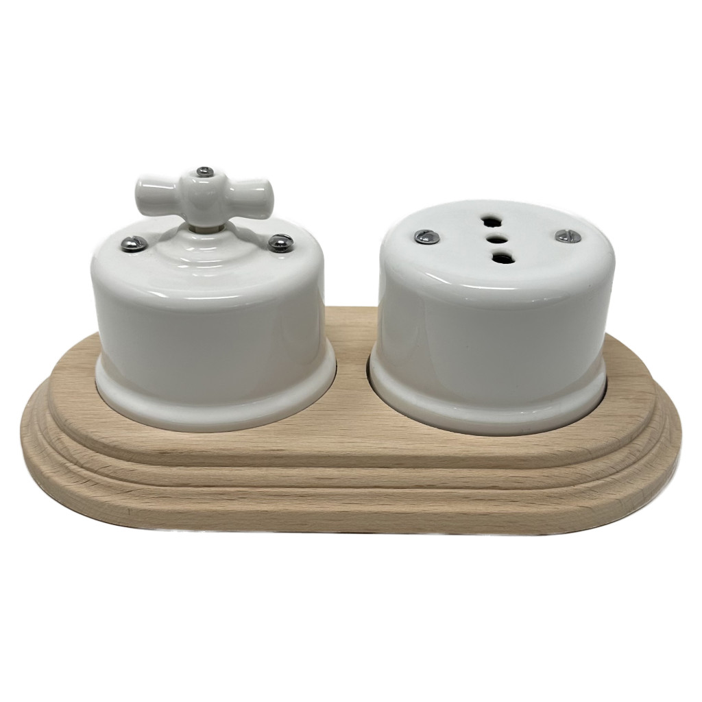 Base de madera doble para interruptores/conmutadores y tomas