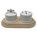Base en bois double pour interrupteurs/déviateurs et prises