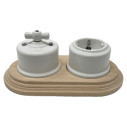 Base en bois double pour interrupteurs/déviateurs et prises
