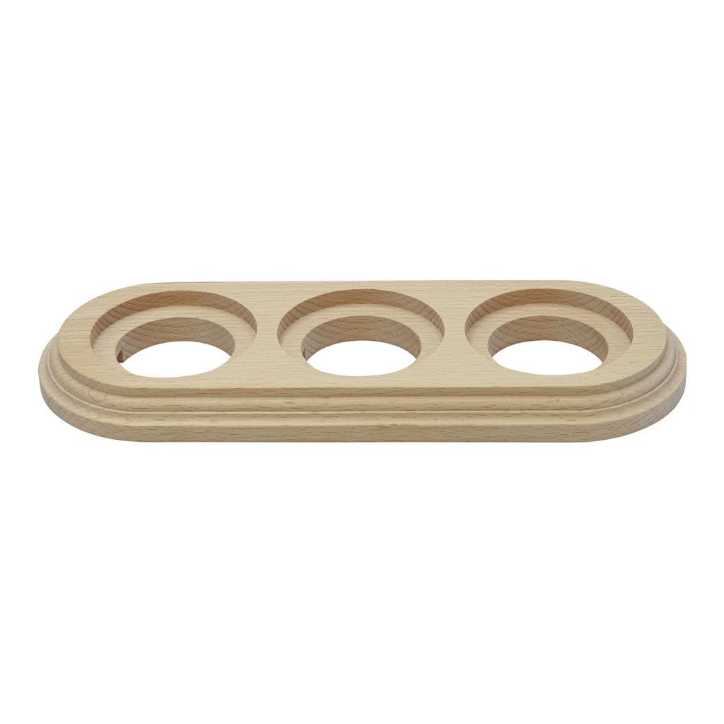 Base triple en bois naturel pour interrupteurs/déviateurs et prises