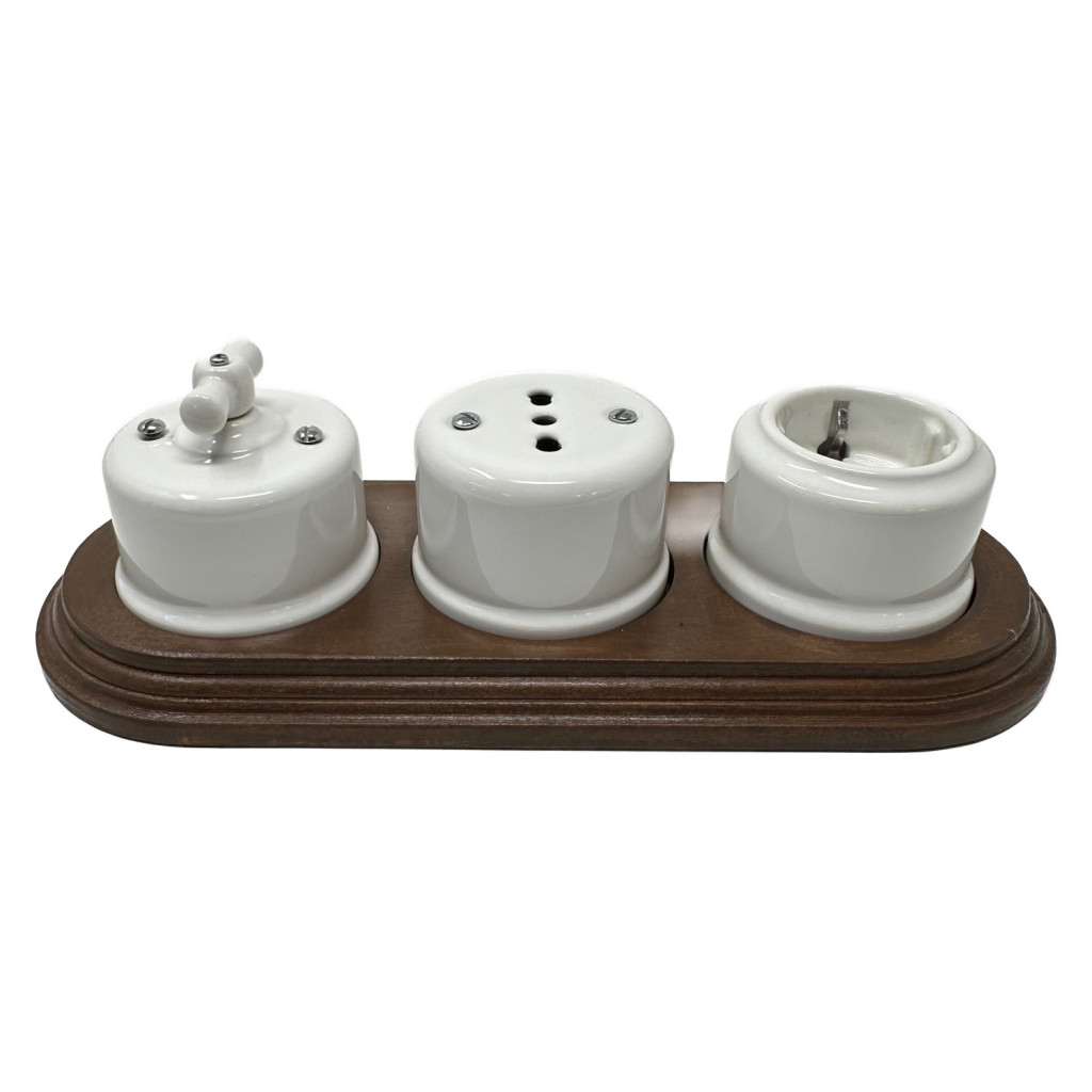 Walnut Triple Wood base for switch and wall socket