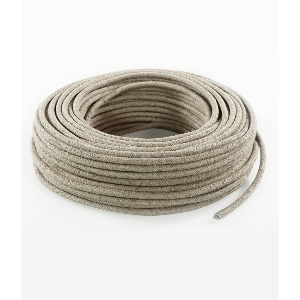 Pendant lamp with round sand textile cable and metal details - LaMorell - Customize lamps