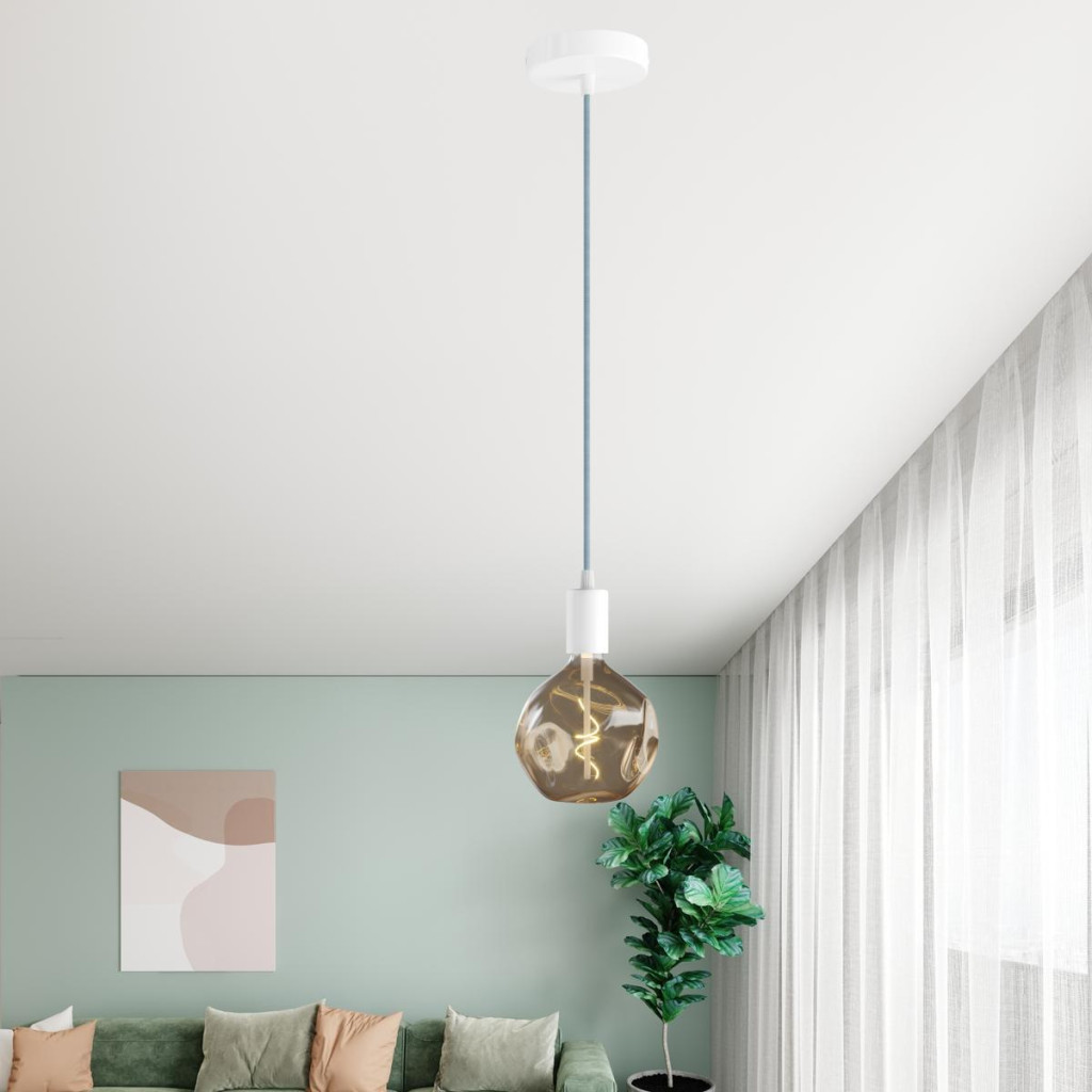 Suspension simple en métal avec câble textile, complète avec accessoires