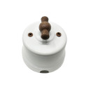 White Porcelain 2 Way Inverter With a Vintage Walnut Wood Keyhole ø65mm