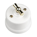 White Porcelain Inverter With Brass Metal Loop Control ø65mm