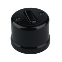 Interruptor simple de porcelana negra ø65 mm